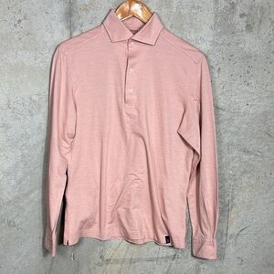 Boggi Milano Japanese Jersey Men's Pink Long Sleeve Polo Shirt